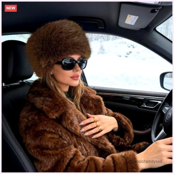 Faux Fur Bucket Hat with Ear Warmers, Winter Plush Russian Style main image 4